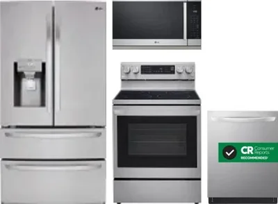 4 Piece Package Includes Refrigerator, Range, Microwave And Dishwasher