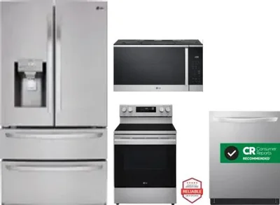 4 Piece Package Includes Refrigerator, Range, Microwave And Dishwasher