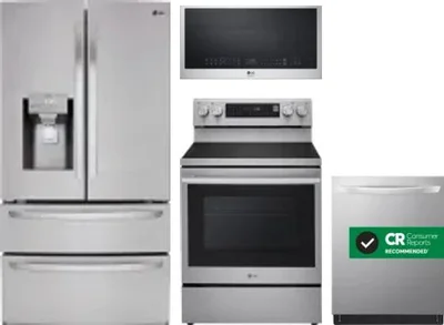 4 Piece Package Includes Refrigerator, Range, Microwave And Dishwasher
