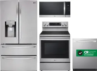 4 Piece Package Includes Refrigerator, Range, Microwave And Dishwasher