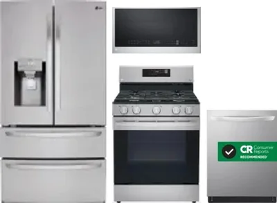 4 Piece Package Includes Refrigerator, Range, Microwave And Dishwasher