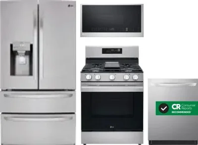 4 Piece Package Includes Refrigerator, Range, Microwave And Dishwasher