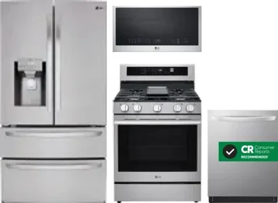 4 Piece Package Includes Refrigerator, Range, Microwave And Dishwasher