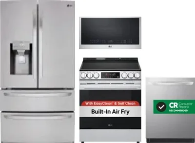 4 Piece Package Includes Refrigerator, Range, Microwave And Dishwasher