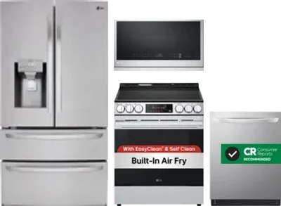 4 Piece Package Includes Refrigerator, Range, Microwave And Dishwasher