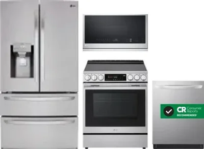 4 Piece Package Includes Refrigerator, Range, Microwave And Dishwasher