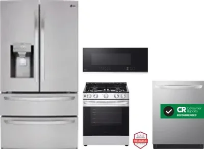 4 Piece Package Includes Refrigerator, Range, Microwave And Dishwasher