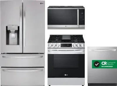 4 Piece Package Includes Refrigerator, Range, Microwave And Dishwasher