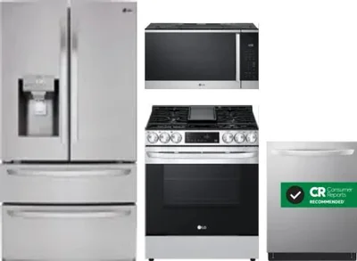 4 Piece Package Includes Refrigerator, Range, Microwave And Dishwasher