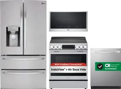 4 Piece Package Includes Refrigerator, Range, Microwave And Dishwasher