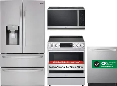 4 Piece Package Includes Refrigerator, Range, Microwave And Dishwasher