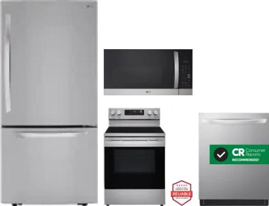 4 Piece Package Includes Refrigerator, Range, Microwave And Dishwasher
