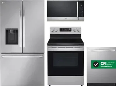 4 Piece Package Includes Refrigerator, Range, Microwave And Dishwasher