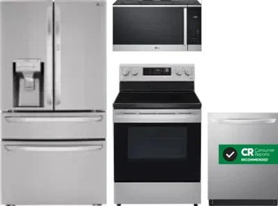 4 Piece Package Includes Refrigerator, Range, Microwave And Dishwasher