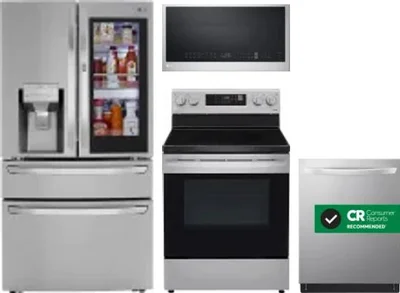 4 Piece Package Includes Refrigerator, Range, Microwave And Dishwasher