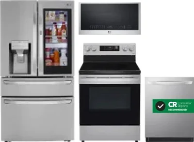 4 Piece Package Includes Refrigerator, Range, Microwave And Dishwasher