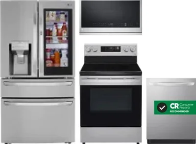 4 Piece Package Includes Refrigerator, Range, Microwave And Dishwasher