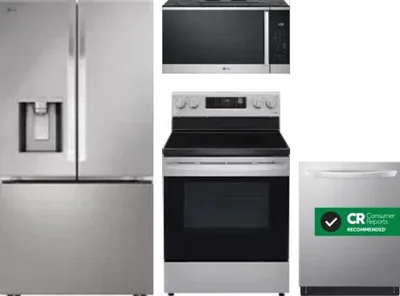 4 Piece Package Includes Refrigerator, Range, Microwave And Dishwasher