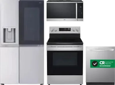 4 Piece Package Includes Refrigerator, Range, Microwave And Dishwasher