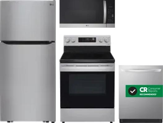 4 Piece Package Includes Refrigerator, Range, Microwave And Dishwasher