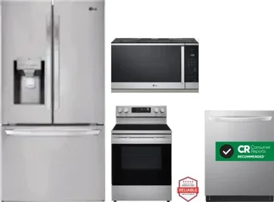 4 Piece Package Includes Refrigerator, Range, Microwave And Dishwasher