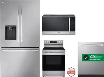 4 Piece Package Includes Refrigerator, Range, Microwave And Dishwasher