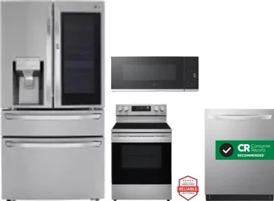 4 Piece Package Includes Refrigerator, Range, Microwave And Dishwasher