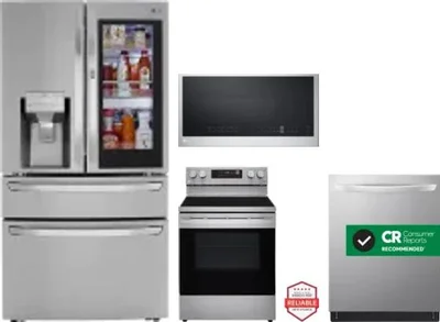 4 Piece Package Includes Refrigerator, Range, Microwave And Dishwasher