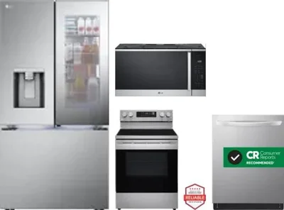 4 Piece Package Includes Refrigerator, Range, Microwave And Dishwasher