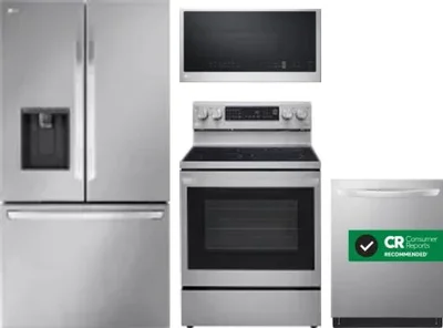 4 Piece Package Includes Refrigerator, Range, Microwave And Dishwasher