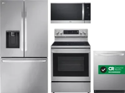 4 Piece Package Includes Refrigerator, Range, Microwave And Dishwasher