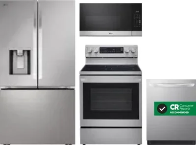4 Piece Package Includes Refrigerator, Range, Microwave And Dishwasher