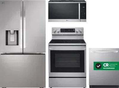 4 Piece Package Includes Refrigerator, Range, Microwave And Dishwasher