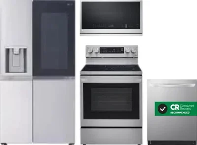 4 Piece Package Includes Refrigerator, Range, Microwave And Dishwasher