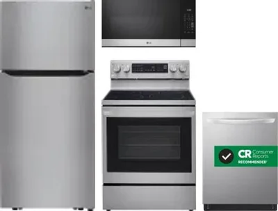4 Piece Package Includes Refrigerator, Range, Microwave And Dishwasher