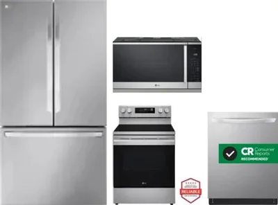 4 Piece Package Includes Refrigerator, Range, Microwave And Dishwasher