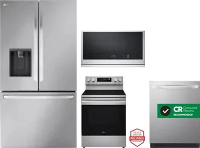 4 Piece Package Includes Refrigerator, Range, Microwave And Dishwasher