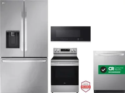 4 Piece Package Includes Refrigerator, Range, Microwave And Dishwasher