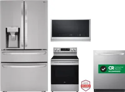 4 Piece Package Includes Refrigerator, Range, Microwave And Dishwasher
