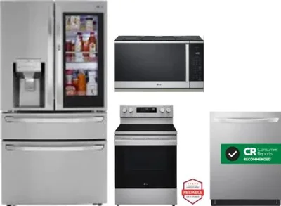 4 Piece Package Includes Refrigerator, Range, Microwave And Dishwasher