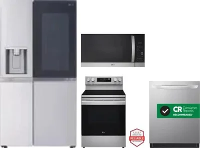 4 Piece Package Includes Refrigerator, Range, Microwave And Dishwasher