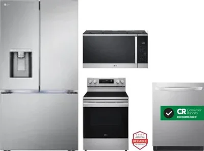 4 Piece Package Includes Refrigerator, Range, Microwave And Dishwasher
