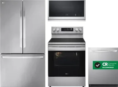 4 Piece Package Includes Refrigerator, Range, Microwave And Dishwasher