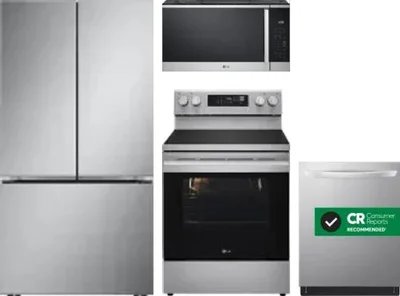 4 Piece Package Includes Refrigerator, Range, Microwave And Dishwasher