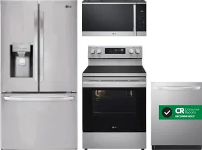 4 Piece Package Includes Refrigerator, Range, Microwave And Dishwasher