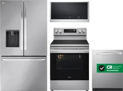 4 Piece Package Includes Refrigerator, Range, Microwave And Dishwasher
