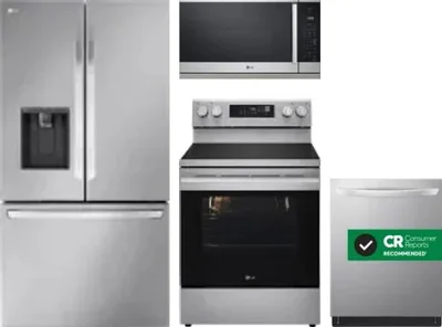 4 Piece Package Includes Refrigerator, Range, Microwave And Dishwasher