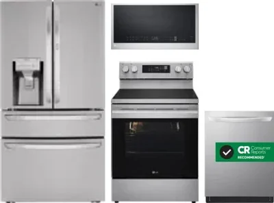 4 Piece Package Includes Refrigerator, Range, Microwave And Dishwasher