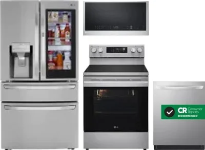 4 Piece Package Includes Refrigerator, Range, Microwave And Dishwasher