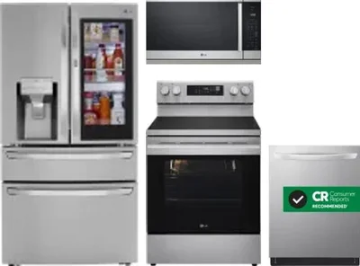 4 Piece Package Includes Refrigerator, Range, Microwave And Dishwasher